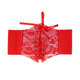 Fashion Women Waist Corset Flower Embroidery Elastic Waistband Black White Red Pink Wide Lace Slimming Body Belts Cummerbunds