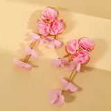 Chiffon flower multi-layer earrings, summer beach vacation style exaggerated earrings design, light luxury, niche