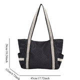 Women Shoulder Bag For Korean Vintage Canvas Cute Lace Large Capacity Tote Multi Pocket Handbag Fashion Round Dot Underarm Bag