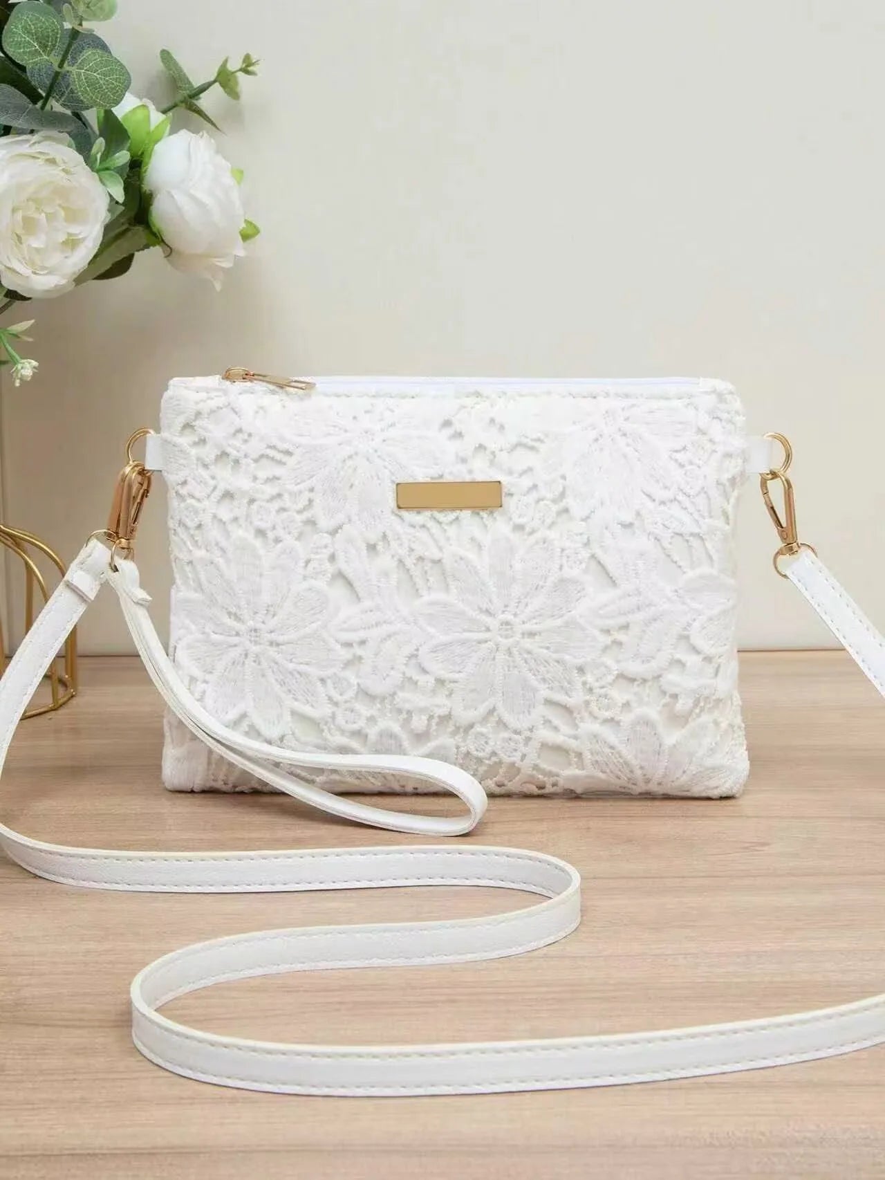 New Fashion Women Flower Printed Hollow Mini Chain Bag Shoulder Bag Tote Purse Handbag New Lace Crossbody Chain Shoulder Women's