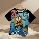 cute cartoon Spongebobs Baby Clothing Outdoor Clothes Boy Girl Child Men's women's Tshirts Children adult Parent child T shirts