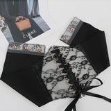 Fashion Women Waist Corset Flower Embroidery Elastic Waistband Black White Red Pink Wide Lace Slimming Body Belts Cummerbunds