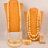 32inches 2Layers orange artifinal nigerian coral bead jewelry set wedding