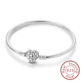 Bracelet Original 925 Sterling Silver Charm Bracelet 17-20CM Love Heart Pave Zirconia Bracelet for Women DIY Charm Jewelry Gifts