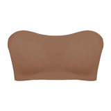Women's Sexy Strapless Push Up Bra Removable Padded Seamless Ice Silk Top Women Invisible Beauty Back Anti-slip Off-shoulder Bra