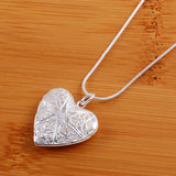 925 Sterling Silver Photo Frame Pendant Necklace 18/20/22/24 Inch Snake Chain For Woman Charm Wedding Fashion Jewelry