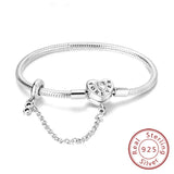 Bracelet Original 925 Sterling Silver Charm Bracelet 17-20CM Love Heart Pave Zirconia Bracelet for Women DIY Charm Jewelry Gifts