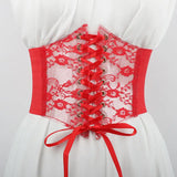 Fashion Women Waist Corset Flower Embroidery Elastic Waistband Black White Red Pink Wide Lace Slimming Body Belts Cummerbunds