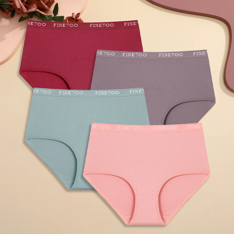 4Pcs S-XXL Cotton High Waist Underpants Women's Seamless High Elastic Belt Panties Comfortable Sports Briefs Breathable Lingerie