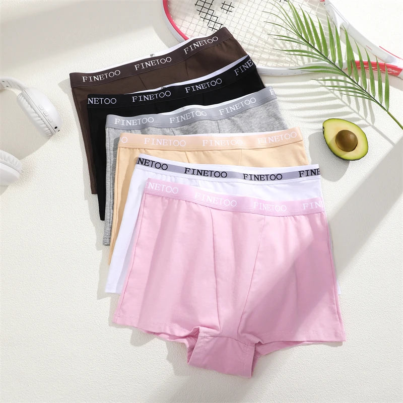 3Pcs Women's Panties Cotton Seamless Sports Boxers Underwear Female Solid Color Briefs Lingerie Intimate Underpant Finetoo S-XXL
