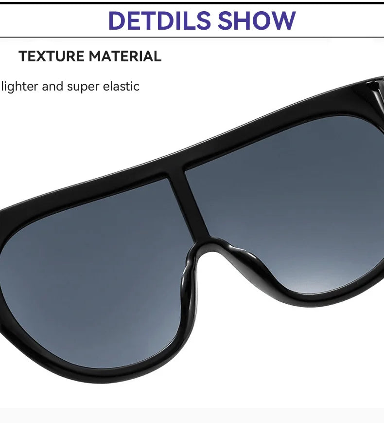 INS Popular Oversized Pilot Sunglasses Women Fashion Luxury Big Frame One Piece Gradient Sunglasses Retro Classic Thick Shades