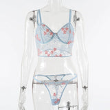 Lace Floral Embroidery See Through Bra Panties Set Women Underwear Erotic Sexy Lingerie Female 2 Pieces Bra Brief Sets
