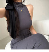Red Skinny Sexy Turtleneck Midi Dress Women Evening Party Ladies Elastic Hip Wrap Elegant Bodycon Dresses Y2k Clothing