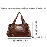 Retro Brand Roomy Shoulder Bag Female Luxury Solid Color Classic Crossbody Bag Large Capacity Style Soft PU Leather Tote Bag