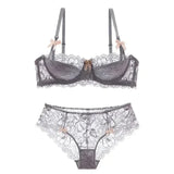 MOYISU French Romantic Lace Comfortable Breathable セクシー Tushy Slim Bra Collection Pure Desire Girls Push Beautiful Underwear SET
