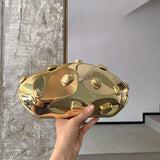 Acrylic Shell Shape Clutch Bag Gold Silver Blue Women Evening Party Cute Metal Shiny Purse Handbag 2025 Wholesale Clutch Bags