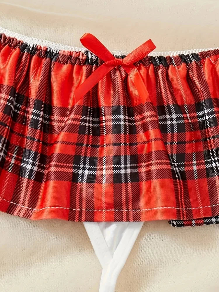 Naughty Sexy Sailor Lingerie Set, Schoolgirl Cosplay Costume 3 Piece Bikini Outfit for Roleplay Halloween Bachelorette Party