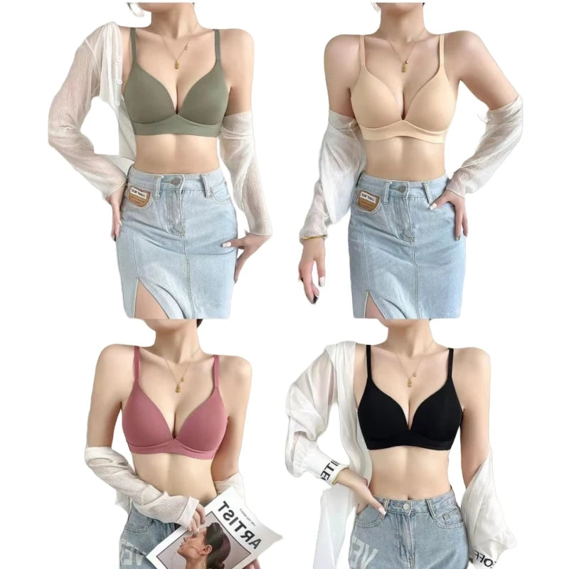 Japanese Style Seamless Push-Up Bra Comfort Wireless Underwear Women's Deep V Neck Bralette 3/4 Cup Daily Comfort Lingerie S-XL