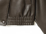 Women's Jacket 2026 Autunm  New Black Long Sleeve Pebble Faux Leather Jacket Motorcycle Style Personality Fashion
