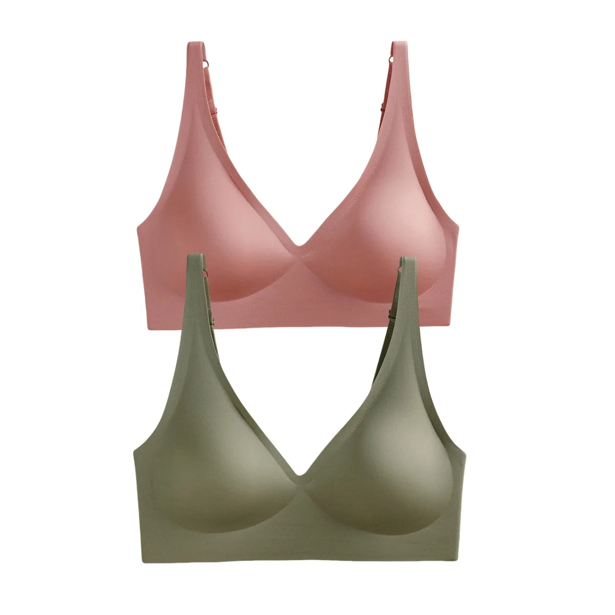 2Pcs/Set Seamless Bras For Women Wireless Underwear Push Up Bralette Soft Padded Deep V Sexy Lingerie Sleepwear Intimates S-3XL