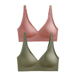 2Pcs/Set Seamless Bras For Women Wireless Underwear Push Up Bralette Soft Padded Deep V Sexy Lingerie Sleepwear Intimates S-3XL