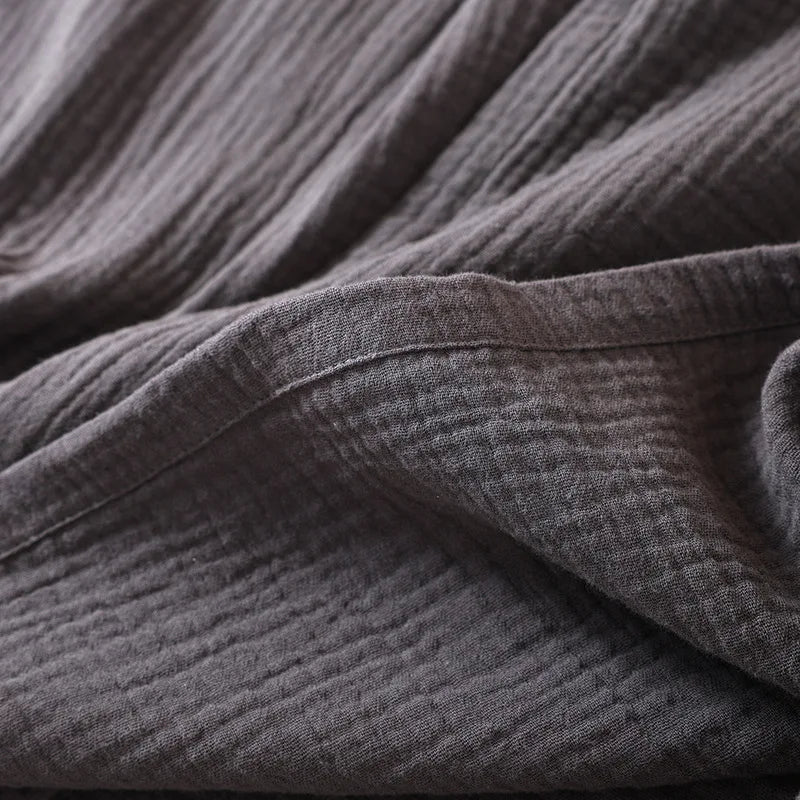 Kimono Robes for Men's and Women's Sleepwear Cotton Yarn Bathrobe Tied Cardigan Thin Home Clothes Couple's Robes