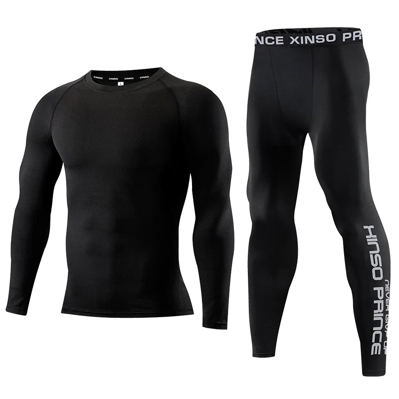 2PCS Men's Compression Sportswear Set Long Sleeve Top Pants Gym Workout Fitness Running Jogging Yoga Training Clothing Suit