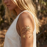 Bohemian Enamel Flower Cuff Bracelets for Women Fashion Gold Color Floral Upper Arm Open Bangle Beach Party Jewelry Gift