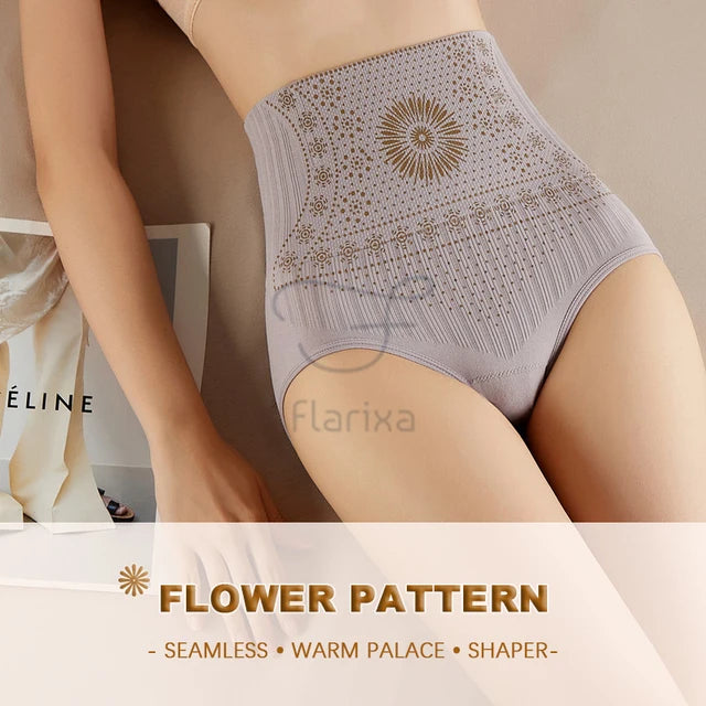 Flarixa High Waist Seamless Shaping Briefs Slimming Panties Women Faja Postpartum Abdominal Pants Body Shaper Underwear Slimmer