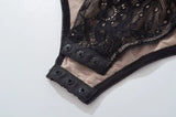 Sexy See Through Lace With Lining Backless Spaghetti Strap Bodysuit Woman Sling Tight Short Jumpsuit Slim Fit Rompers Playsuits