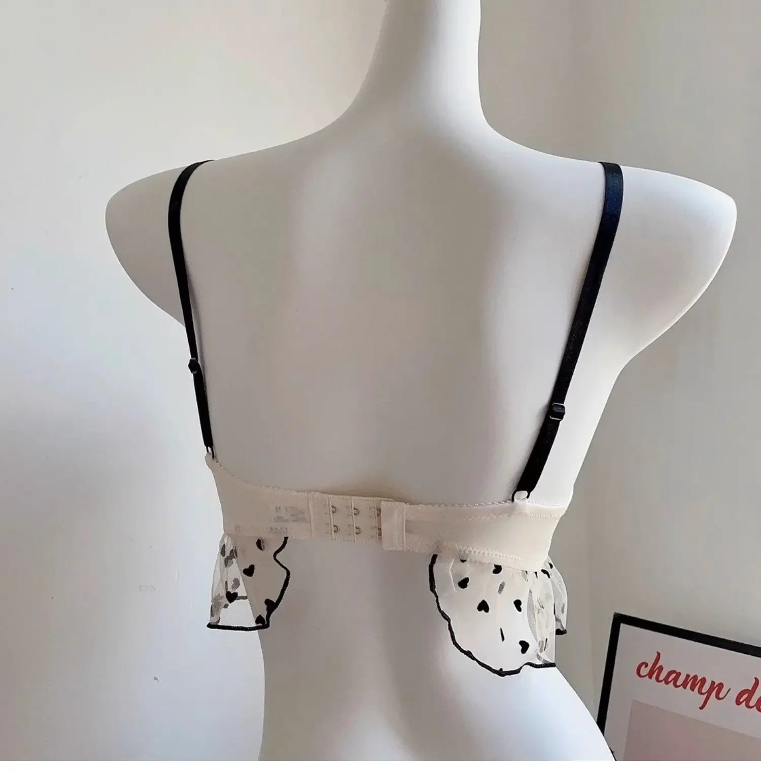 MOYISU Japanese Mesh No-wire lace Underwear set Women's small breasts gather sexy pure desire sweet bra cute bra Panty SET TUSHY
