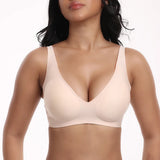 Deep V Jelly Bras Wireless Comfortable Bra Supportive No Underwire Bras Tshirt Push Up Bralette Pink Leopard Plunge Seamless Bra