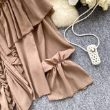 SINGREINY Chic Ruffles Splice Chiffon Blouse V Neck Flared Sleeve Loose Tops 2025 Fashion Solid Fairycore Vacation Women Shirt