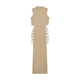 Criss Cross Cut Out Dress, Sexy Bodycon Mock Neck Sleeveless Dress, Women's Clothing