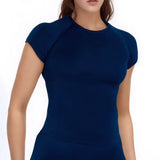 NCLAGEN Sport Shirt Women Fitness Impact Short Sleeve Top Gym Workout Yoga Blouse Quick Dry Breathable Running Tee Versatile Top