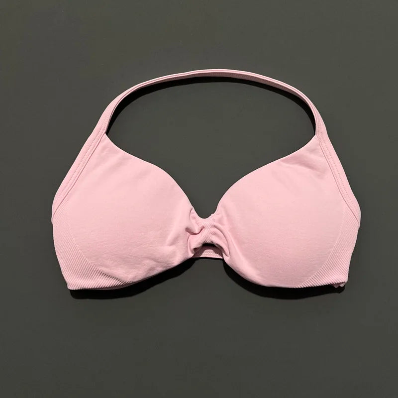 HISTELLO Impact Strappy Bra Women Seamless Gym Underwear High Support Halter Sexy Sports Clothing Push-up Yoga Workout Tank Top