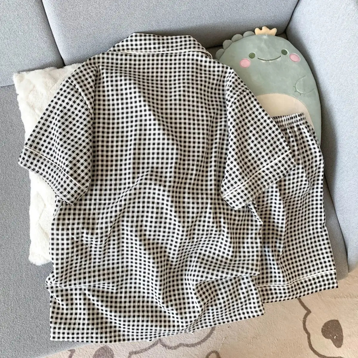Women's sleepwear, summer short sleeved shorts, breathable and comfortable set, lapel cardigan, home clothes can be worn outside