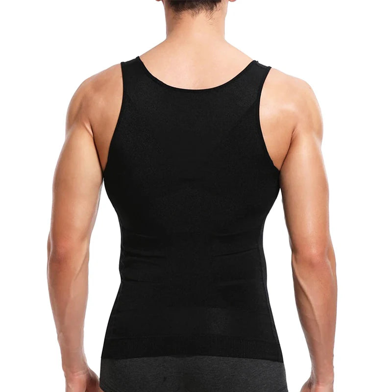 Men Slimming Body Shaper Abdomen Reducer Underwear Tank Top Sleevelss Wide Strap Shapewear Fitness Posture Correct Belly Abdominal Fat Reducer Vest Breathable Soft Waist Trainer S-3XL