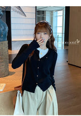Solid Color Knitted for Women Cardigan Korean Single Breasted Long Sleeve Jumper Woman Round Neck All Match Cardigans Outwear