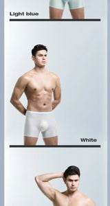 Men's 3D Molded Ice Silk Seamless Boxer Briefs, Extended Thin Sports Underwear for Summer