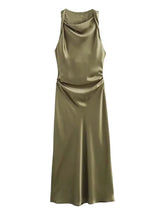 Satin Long Dresses for Women 2026 Summer Slip Midi Dress Woman Sexy Evening Party Dress Sleeveless Female Elegant Dresses