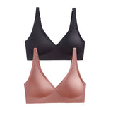 2Pcs/Set Seamless Bras For Women Wireless Underwear Push Up Bralette Soft Padded Deep V Sexy Lingerie Sleepwear Intimates S-3XL