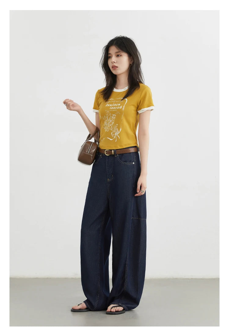 CHIC VEN Women's Jeans Loose Casual New High Waist Split Female Wide Leg Denim Pants  Spring Autumn 2025