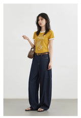 CHIC VEN Women's Jeans Loose Casual New High Waist Split Female Wide Leg Denim Pants  Spring Autumn 2025