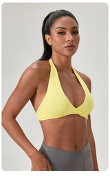 YOGA Naked Feeling Strappy Padded Sports Bras for Women - Fitness Workout Top Criss Cross Back Yoga sports Bras No steel ring