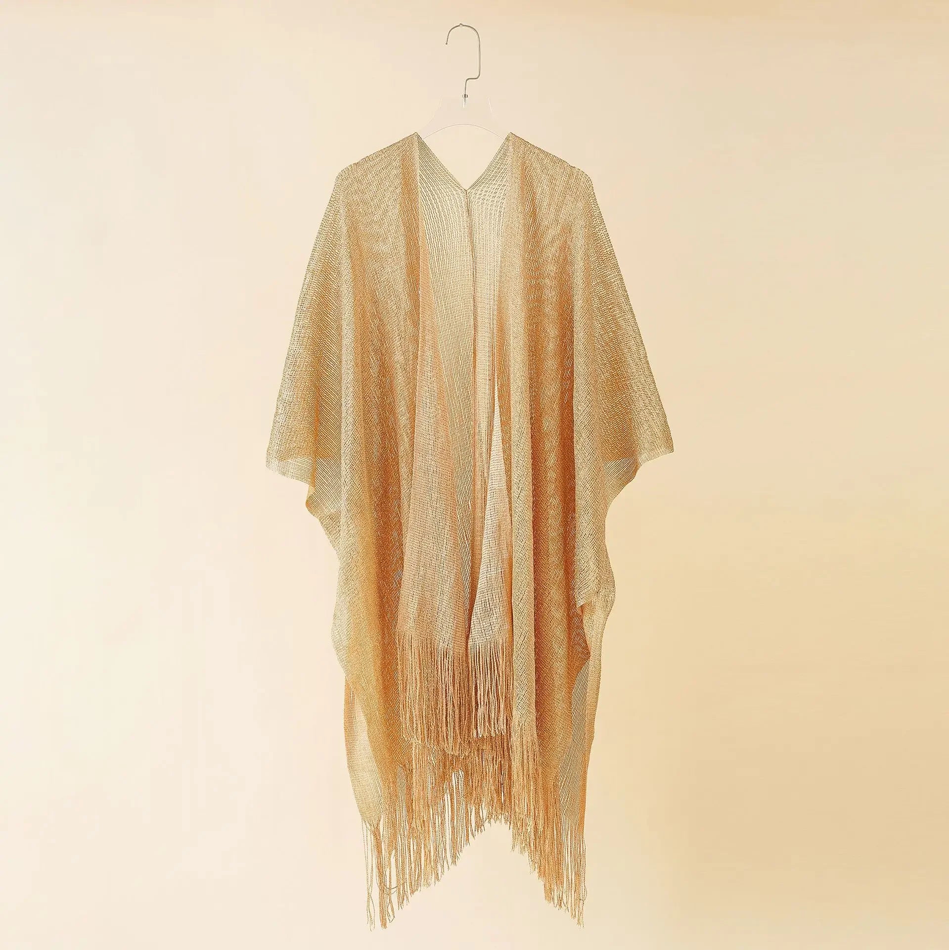 Swimsuit Cover-ups  Fashion Tassel Gold Bikini Beach Cover Up Sexy Beach Dress Tunics for Women Summer Wear See Through