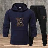 New Men's Printed Hooded Sweatshirt Set Soft Fabric Casual Streetwear Fitness Jogging Sportswear 2-Piece Outfit Comfortable