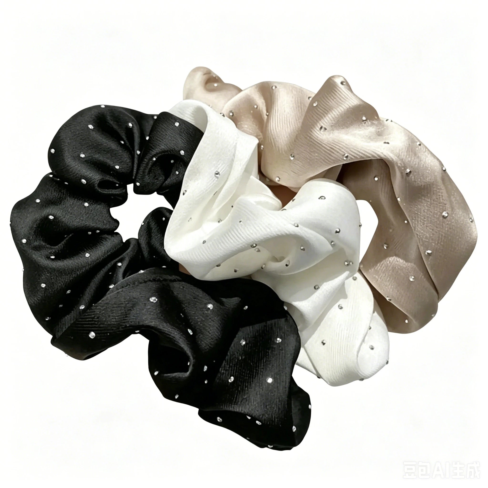 3 Pcs Crystal Dot Scrunchies Hair Rings Fashion Hair Accessories for Women Girls Party Ponytail Holder Hair Accessories