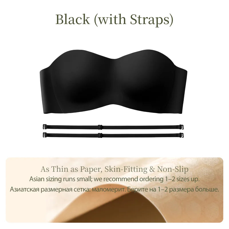 SUJIIN Summer Invisible Strapless Bras for Women Seamless Wireless Push Up Bra Lady Tube Top Supportive Bralettes Woman MX388