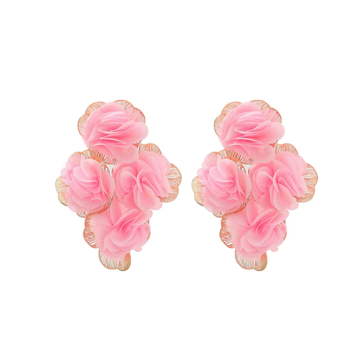 Chiffon flower multi-layer earrings, summer beach vacation style exaggerated earrings design, light luxury, niche